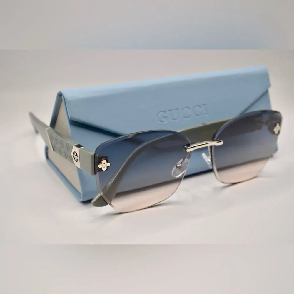 Gucci Women’s Sunglasses | Silver & Grey-Blue Frame | Blue-Brown Gradient Lens - Picture 6 of 16
